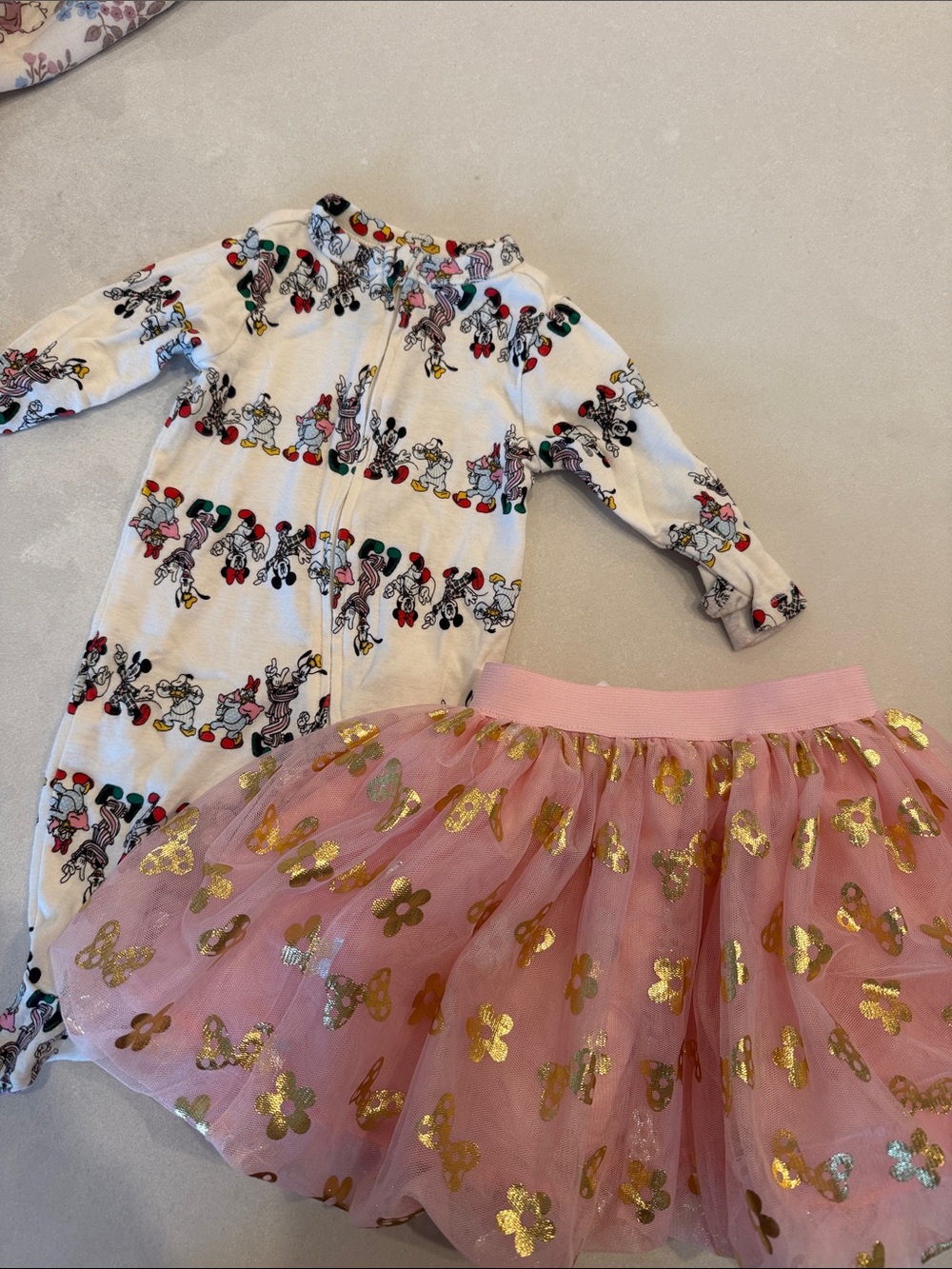 Disney Minnie Tulle Skirt + White Disney Character Footed Pajamas